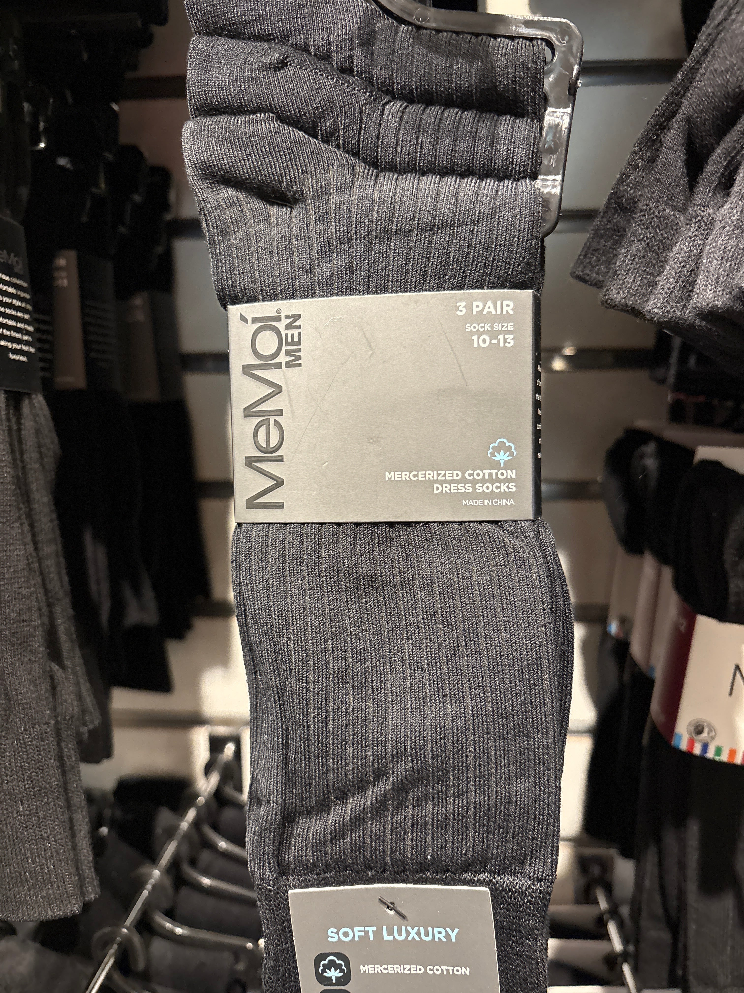 Memoi Mens Mercerized Cotton Dress Socks 3-pk
