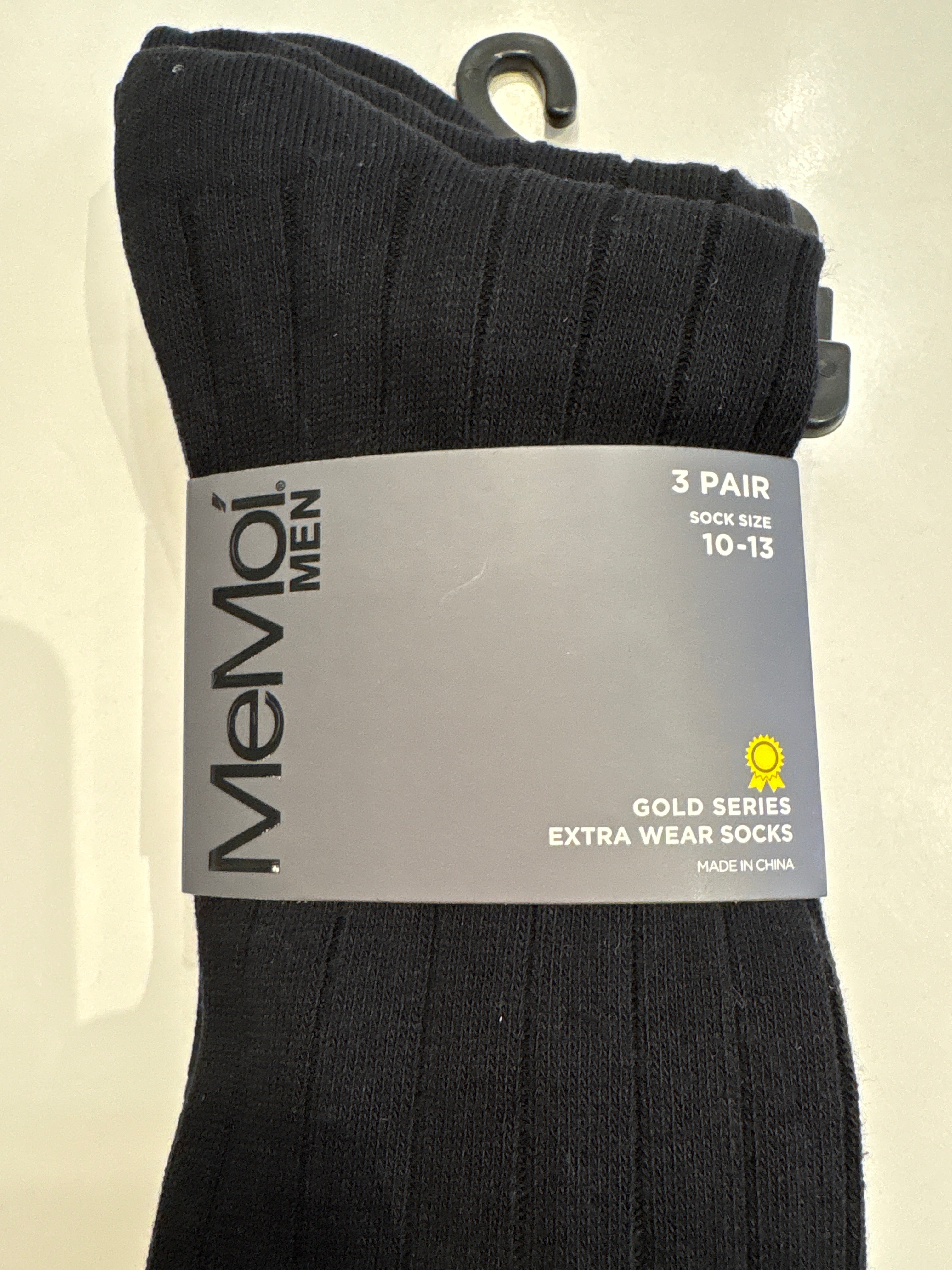 Memoi extra wear Men’s Crew Socks - 3 Pack (Ribbed)