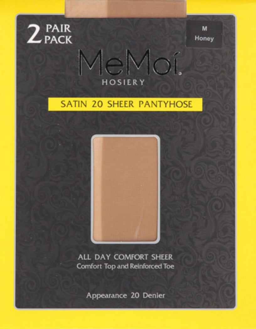 Comfort Top Satin Sheer Pantyhose 2-Pack