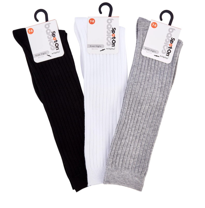 Ribbed Cotton Knee High Socks