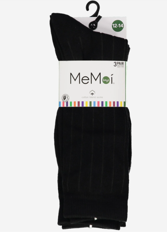 Boys Basic Ribbed Crew Socks - 3 Pack