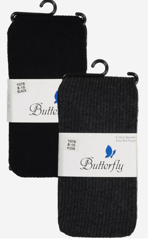 Girls Cotton Spandex Fine Ribbed Tights