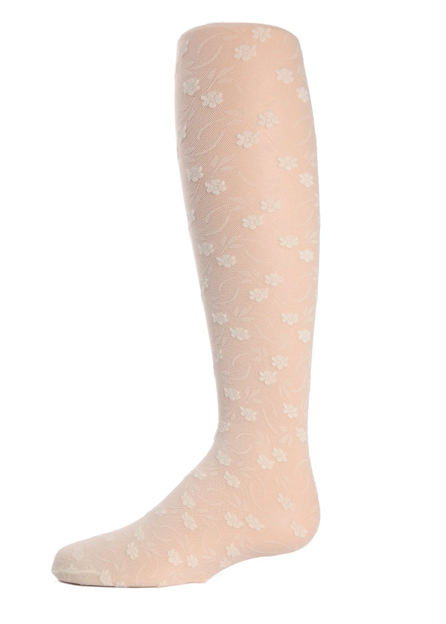 Sweet Blossoms Girls Sheer Floral Lace Tights