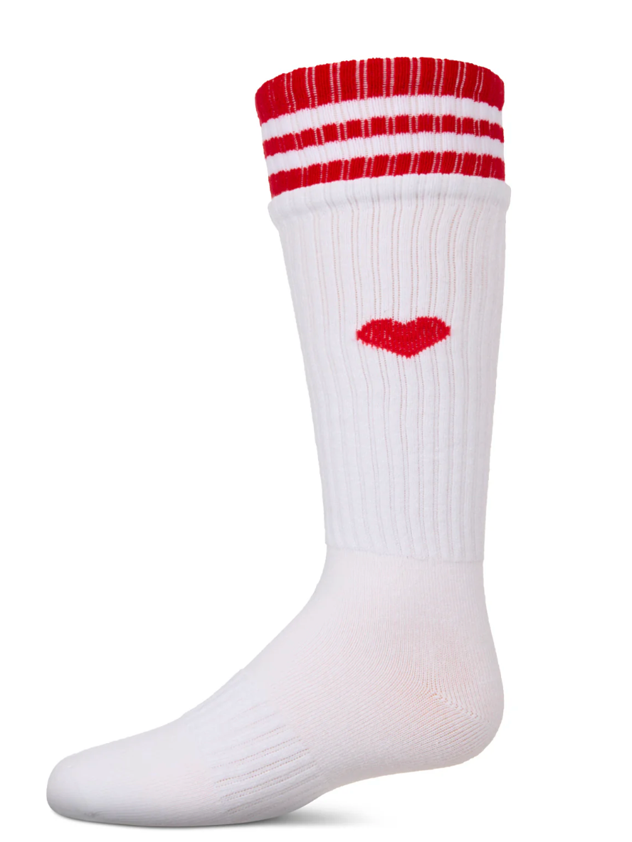 Girls RIbbed Cotton Blend heart and Stripes Knee Sock