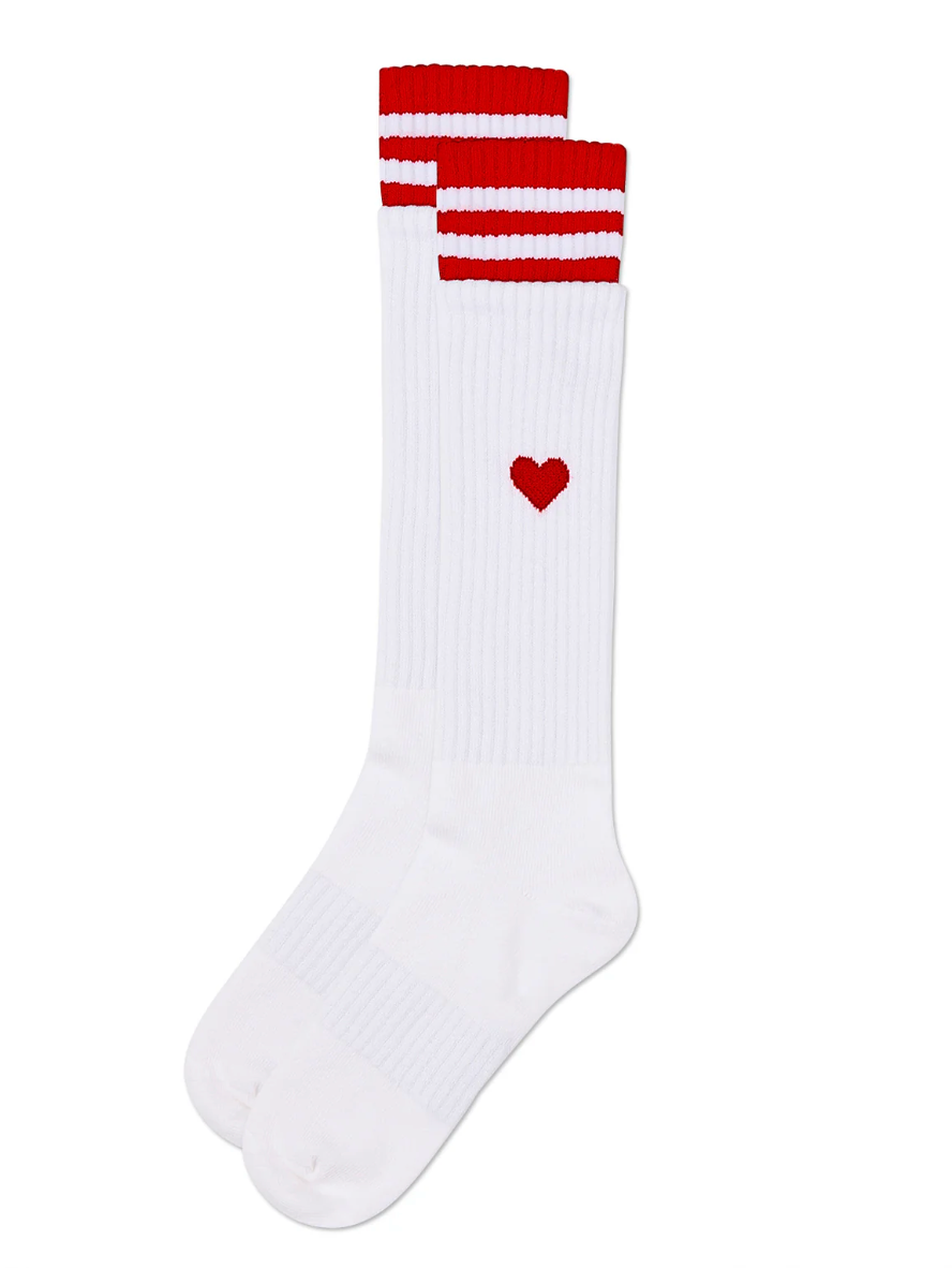 Girls RIbbed Cotton Blend heart and Stripes Knee Sock