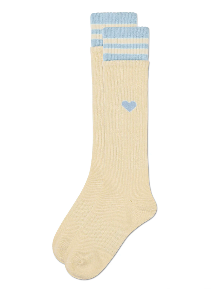 Girls RIbbed Cotton Blend heart and Stripes Knee Sock