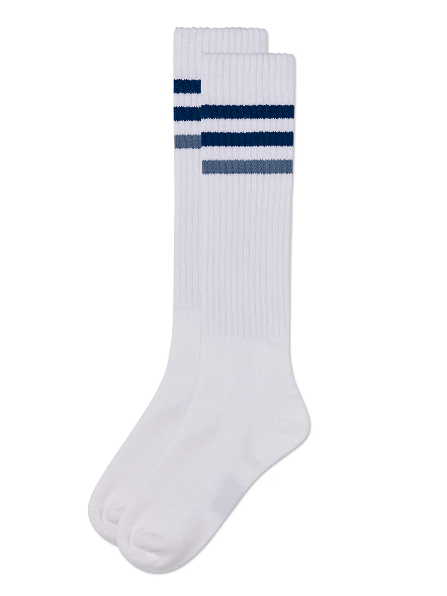 Girls' TwoTone Varsity Stripe Knee High Socks