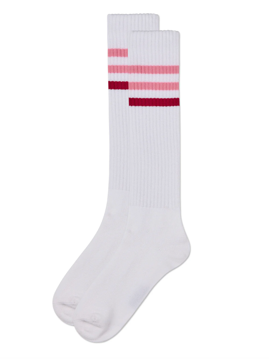 Girls' TwoTone Varsity Stripe Knee High Socks