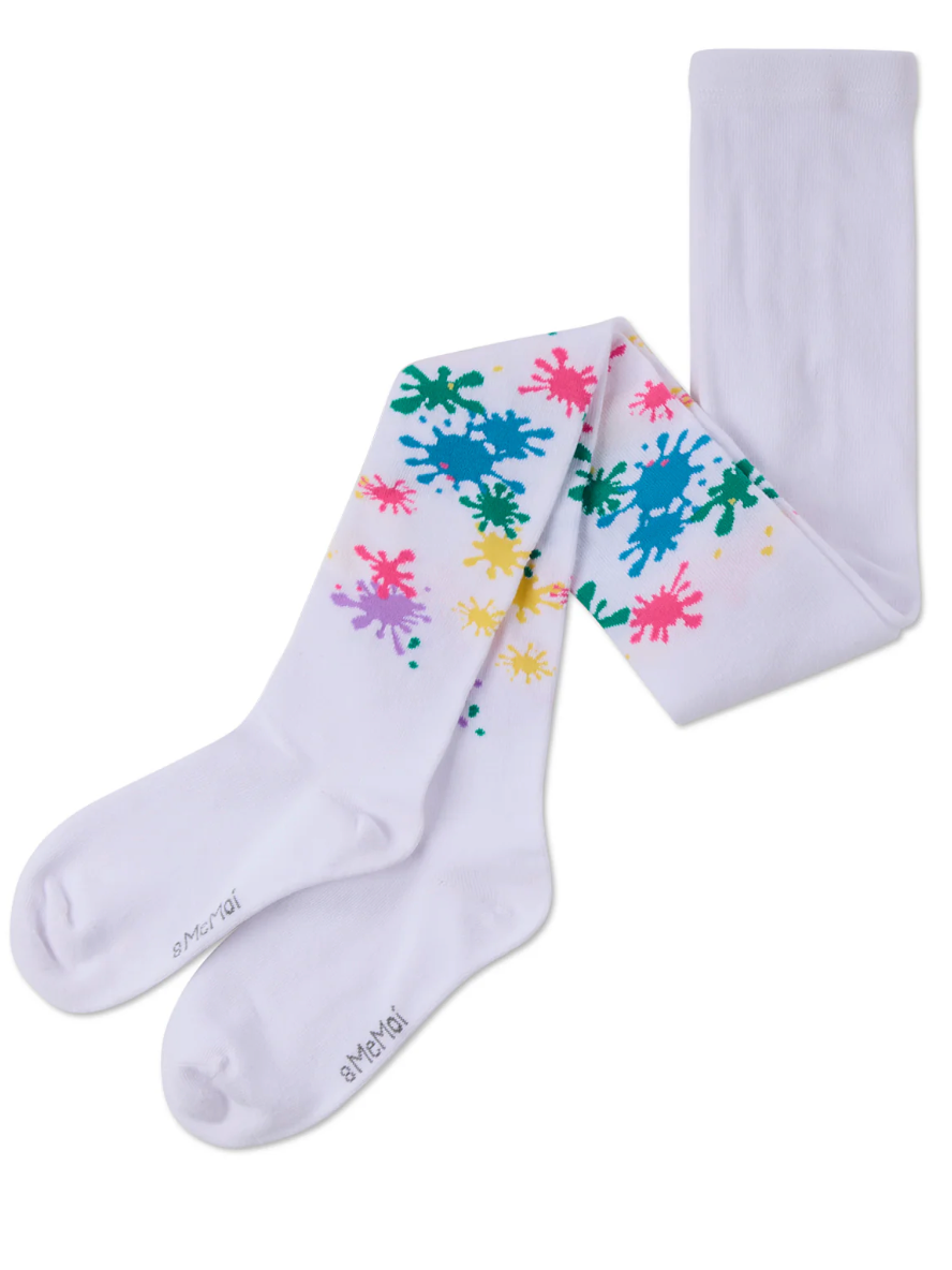 Girls Splatter Paint Opquetch Cotton Tights