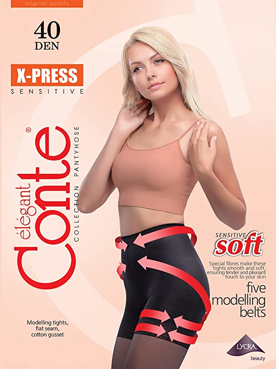 High Waist Control Top Shaping Semi Opaque Pantyhose Tights X-Press 40 Den