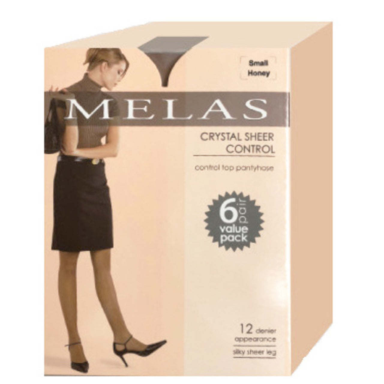 Womens Sheer Control Top 12 Denier Pantyhose (6 Pack)