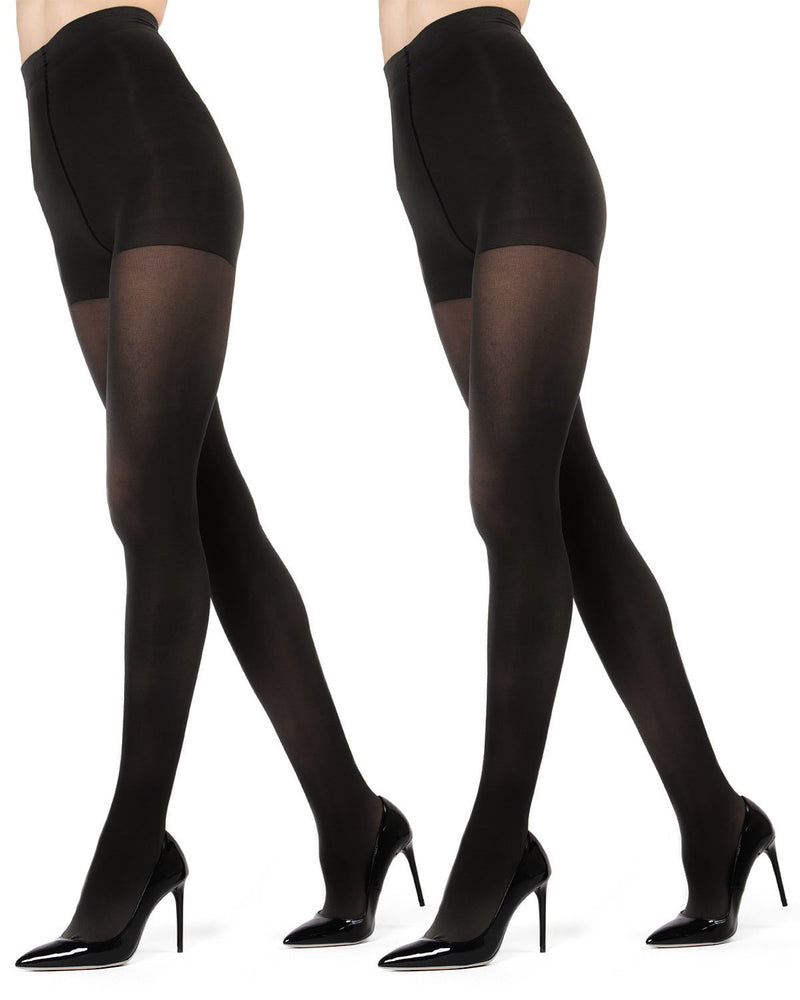 Womens Perfectly Opaque Control Top Microfiber Tights 2-Pack