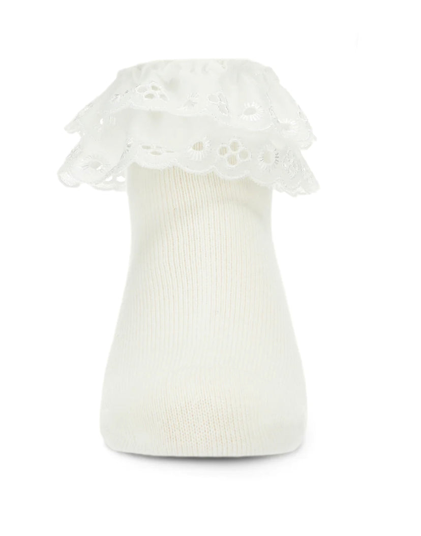 Girls Dual Layer Eyelet Lace Anklet Socks