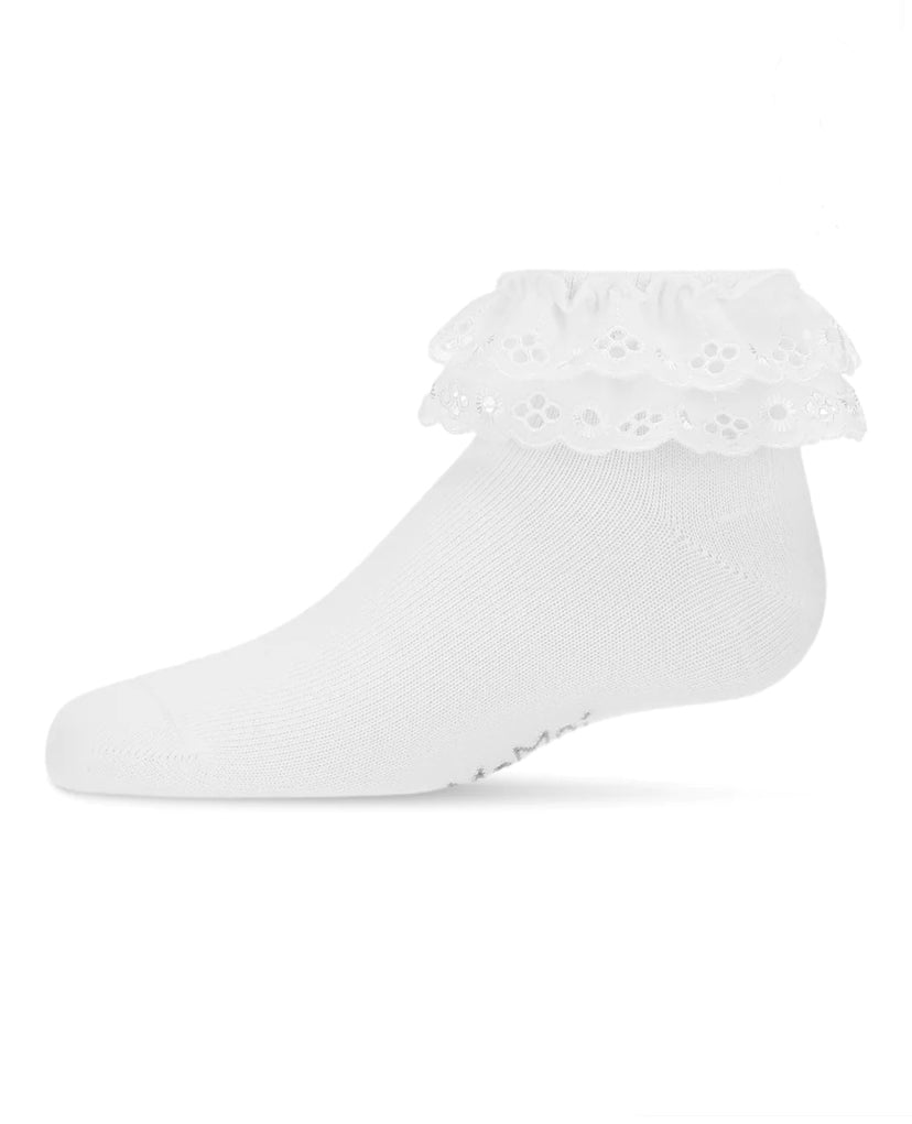 Girls Dual Layer Eyelet Lace Anklet Socks