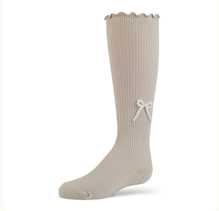 Zubii Girls Pearl Bow Knee Socks