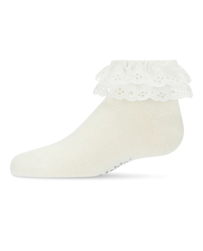 Girls Dual Layer Eyelet Lace Anklet Socks