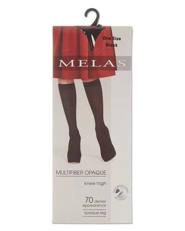 MELAS LADIES MULTIFIBER OPAQUE 70 DENIER KNEE HIGHS - BLACK AT-339