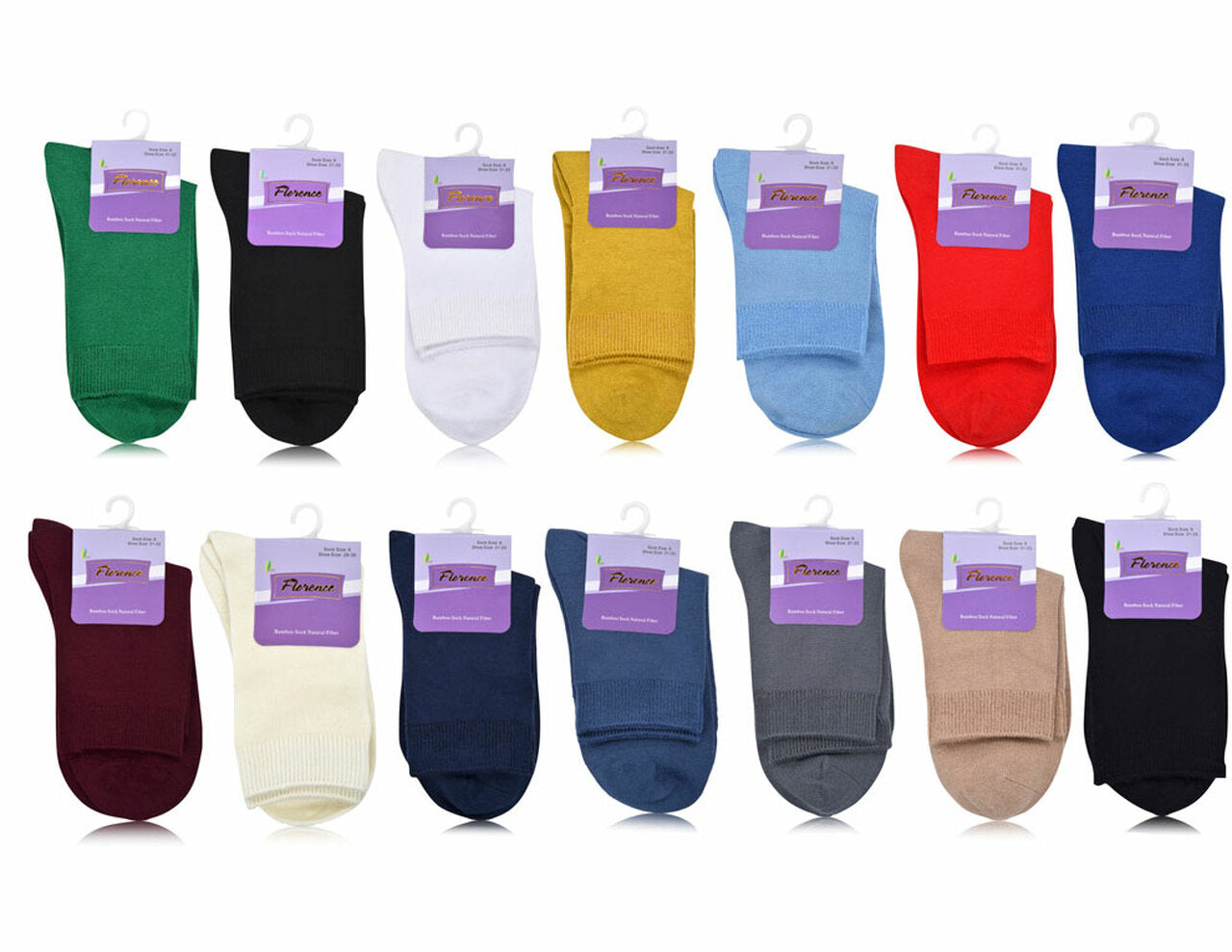 Florence Unisex Bamboo Crew Socks (Sizes 8 - 14)