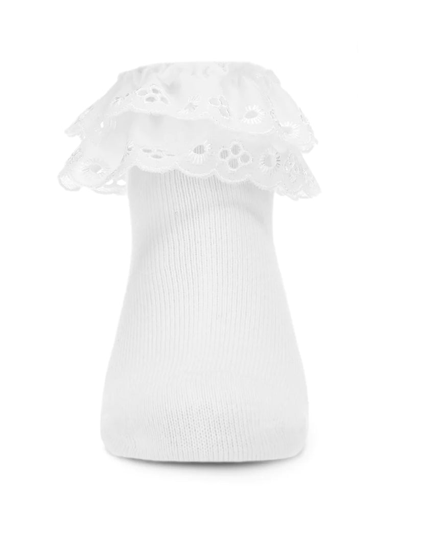 Girls Dual Layer  Eyelet Lace Anklet Socks